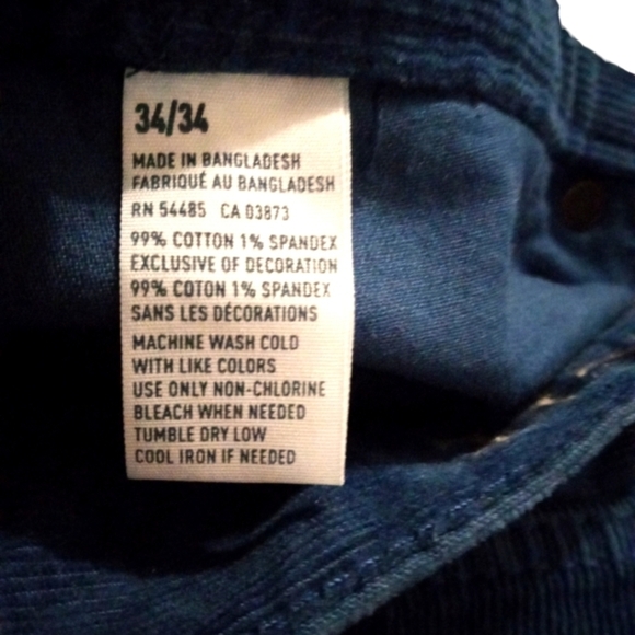 Corduroy Jeans Retro American Eagle Blue Straight Streetwear 80s Vibes 34x34 - Picture 9 of 10